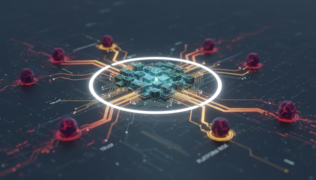 AI-generated visual of trust boundaries and security pressure around open-source autonomous agent ecosystems