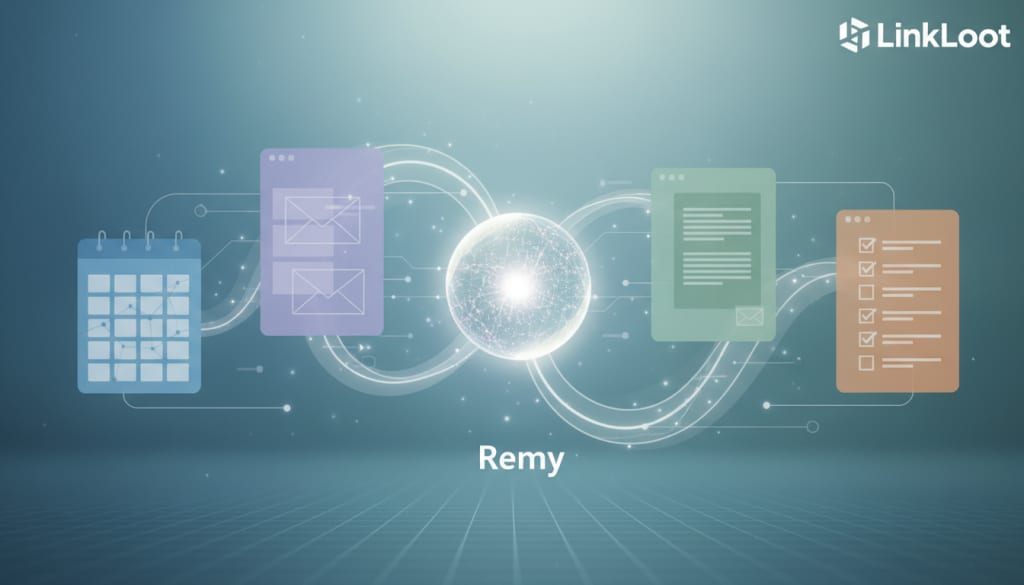 AI-generated visual of a personal AI assistant orchestrating tasks across mail, calendar, docs, and background workflows