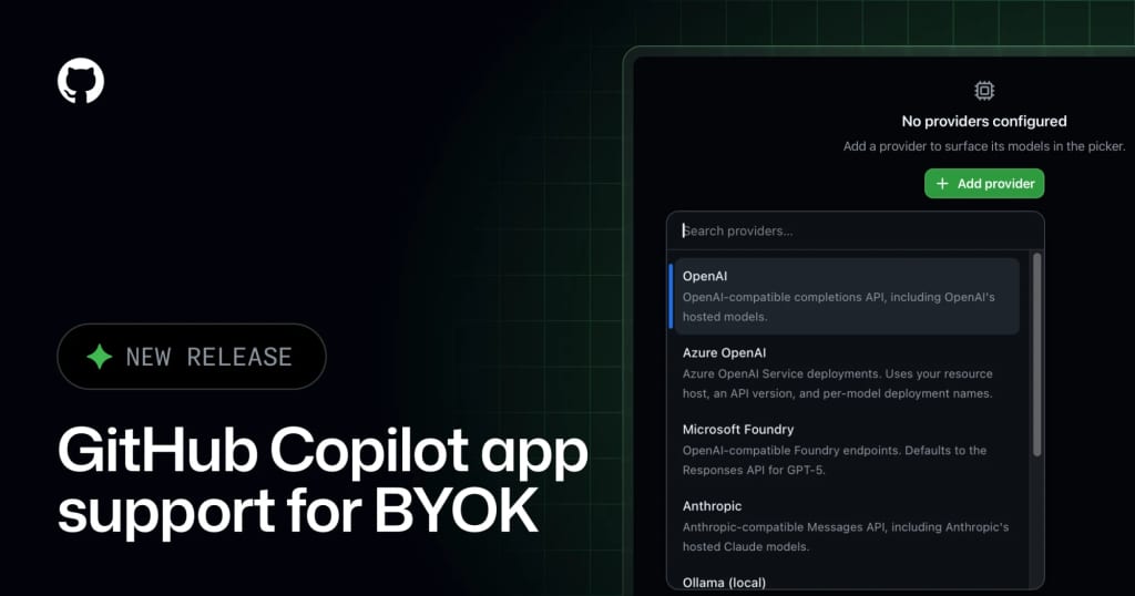 GitHub Copilot app model provider settings