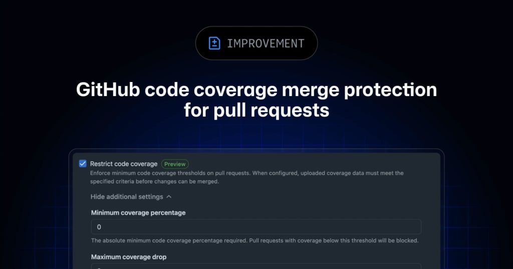 GitHub code coverage merge protection announcement image
