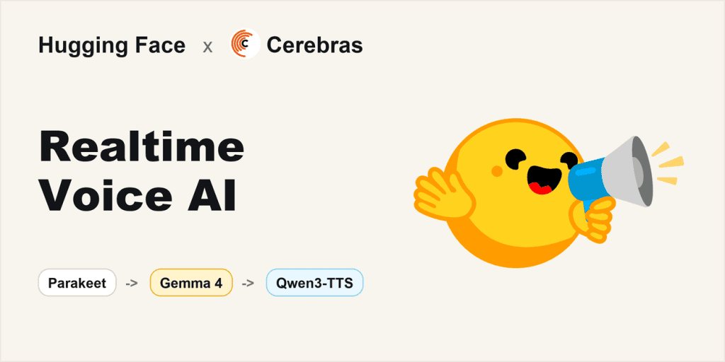 Hugging Face and Cerebras real-time voice AI article thumbnail Hugging Face and Cerebras real-time voice AI article thumbnail
