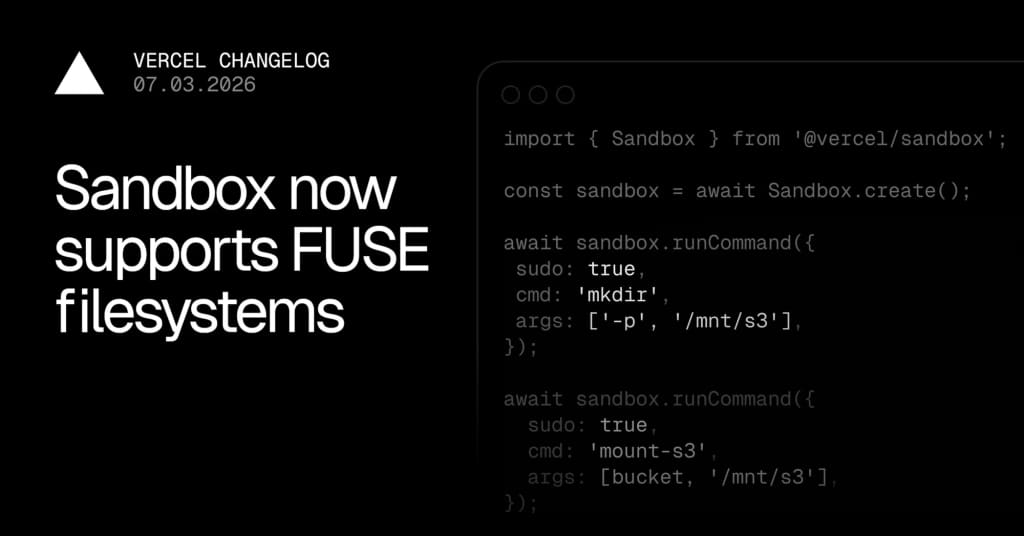 Vercel Sandbox FUSE release artwork