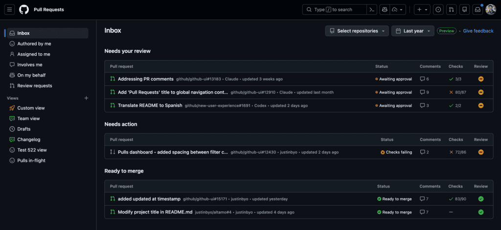 Source: GitHub Changelog. GitHub's refreshed pull requests dashboard preview