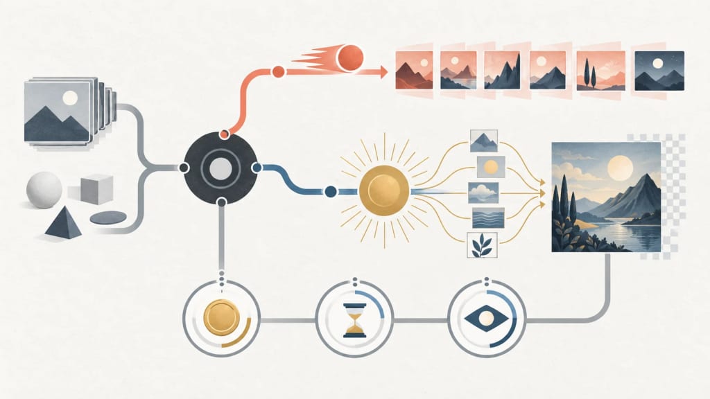 AI-generated illustration Concept illustration: Flare and Sunburst give developers two routes