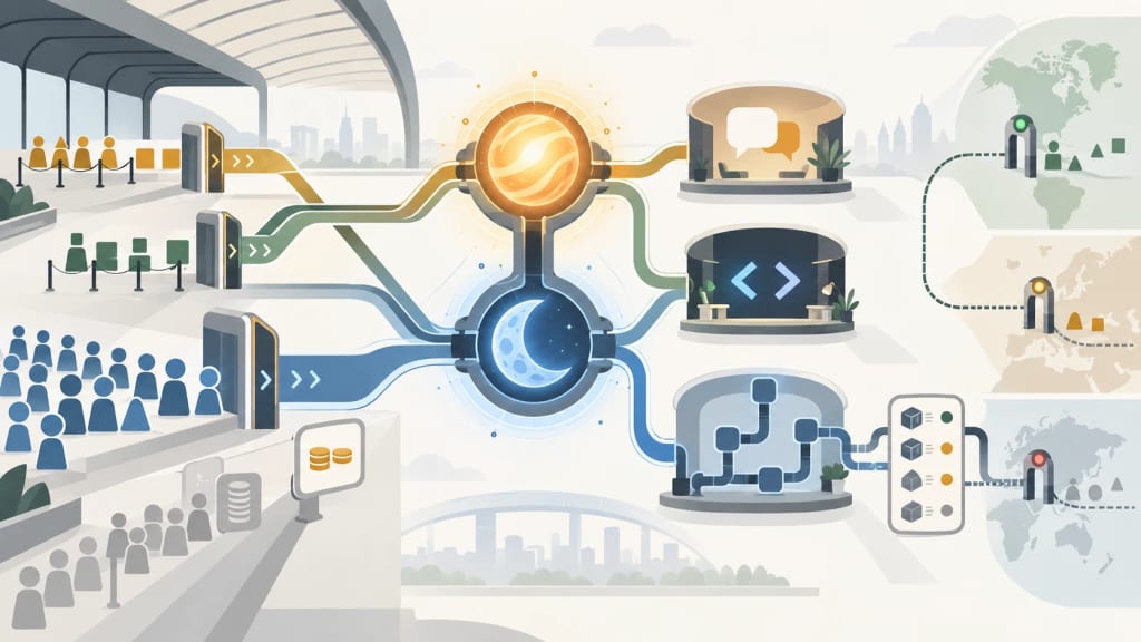 Concept illustration: Access across ChatGPT, Codex, and the API