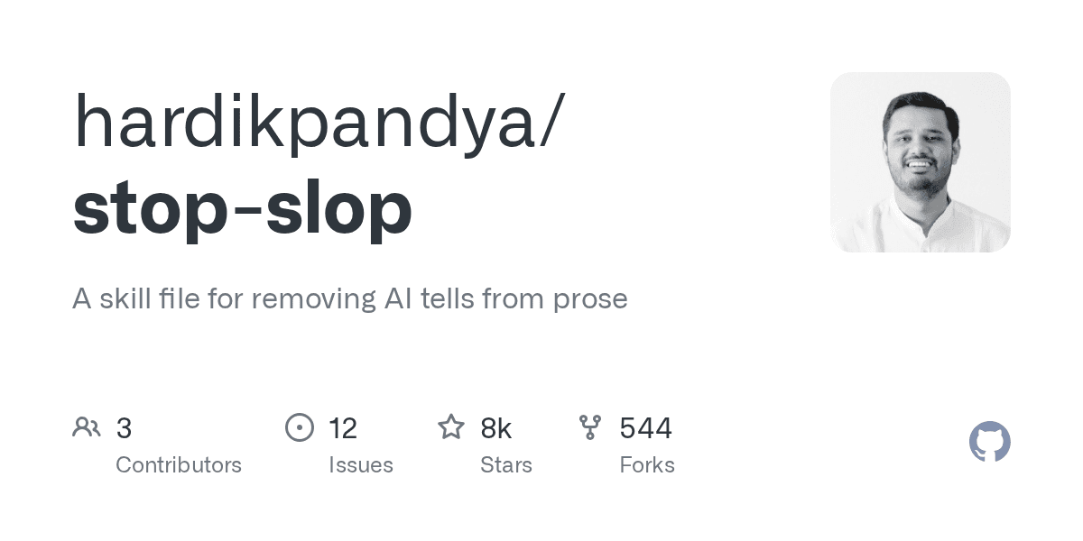 Stop Slop: AI Writing Tell Cleanup Skill for Drafts and Docs