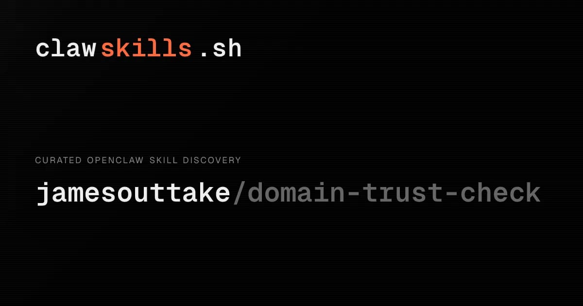 Check suspicious links in OpenClaw with domain-trust-check