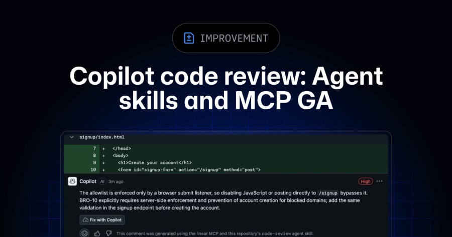 Let Copilot code review use repo skills and MCP context